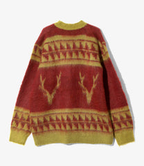 Mohair V Neck Cardigan Sweater - Nordic Skull