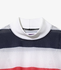 L/S Mock Neck Tee - Stripe Mesh
