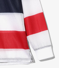 L/S Mock Neck Tee - Stripe Mesh