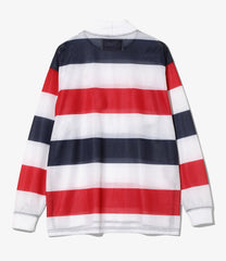 L/S Mock Neck Tee - Stripe Mesh