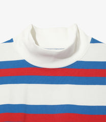 L/S Mock Neck Tee-Stripe Cotton Jersey