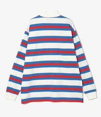 L/S Mock Neck Tee-Stripe Cotton Jersey