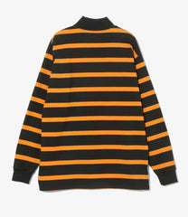 L/S Mock Neck Tee-Stripe Cotton Jersey