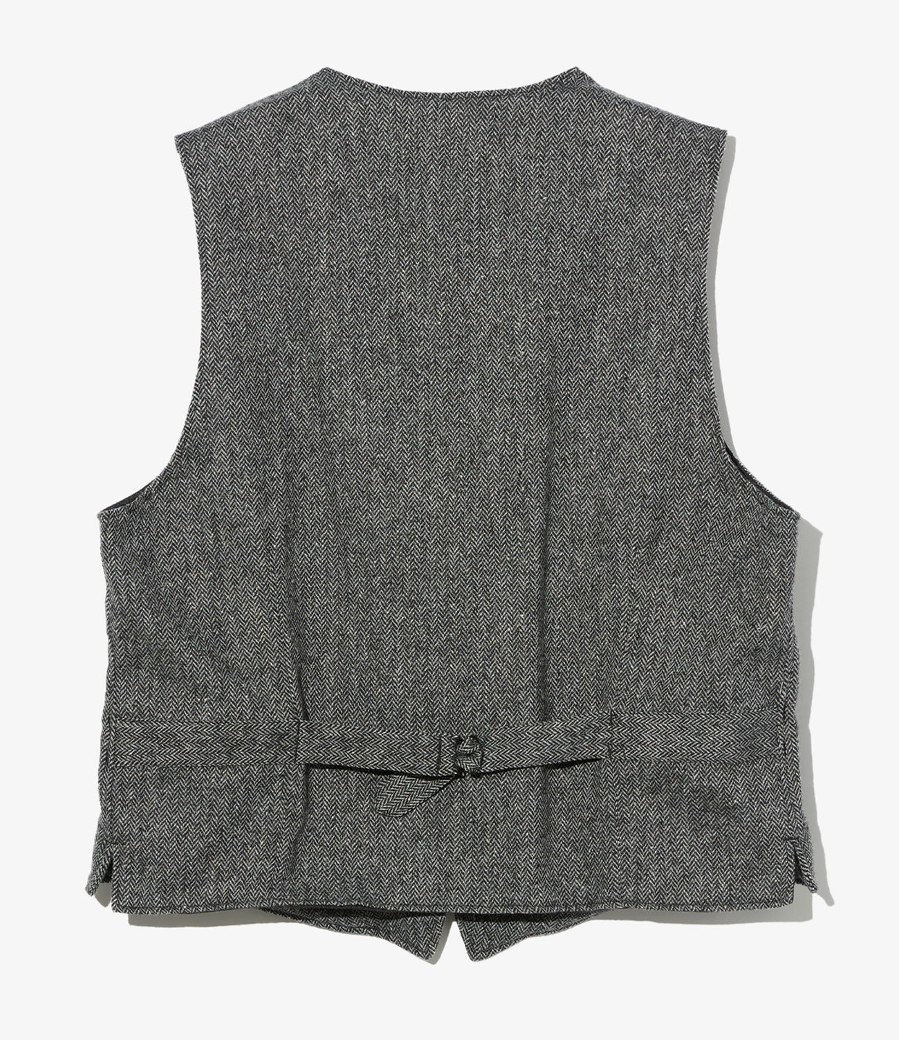 Shawl Collar Cinch Vest - Poly Wool Herringbone