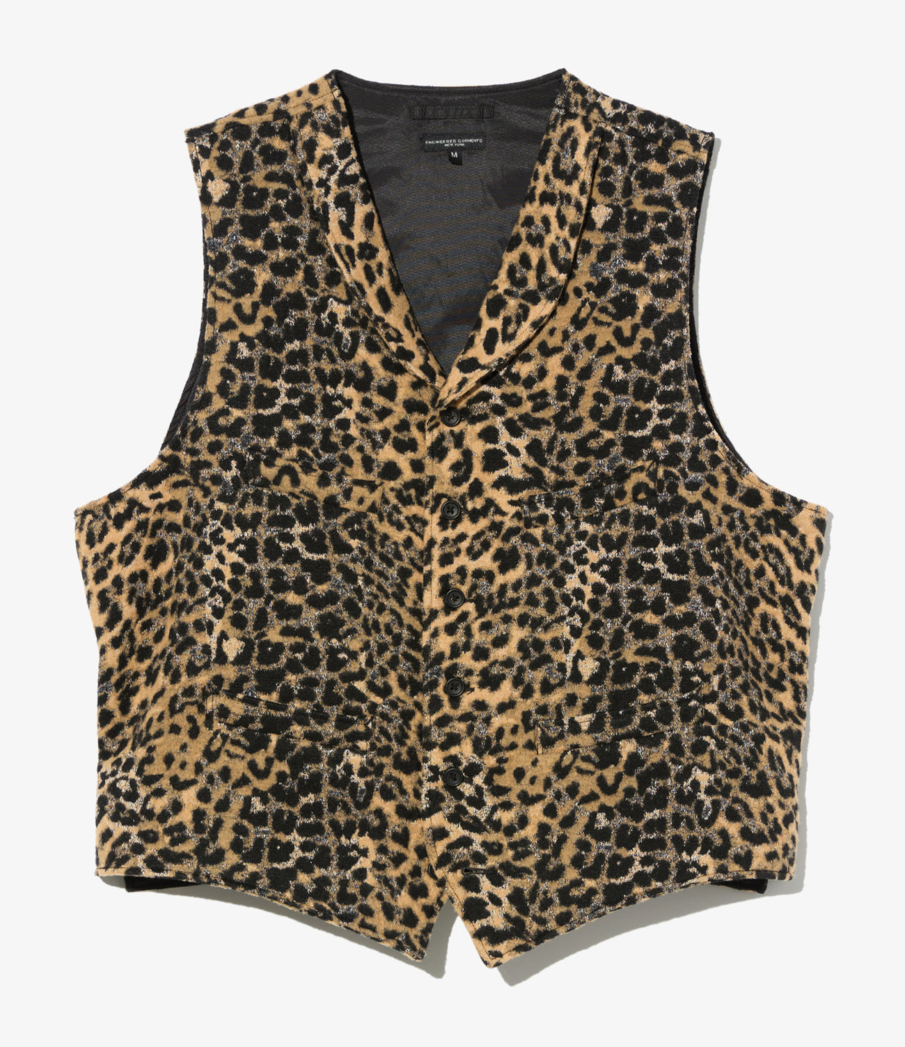 Shawl Collar Cinch Vest - Leopard Jacquard