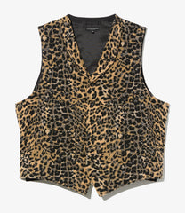 Shawl Collar Cinch Vest - Leopard Jacquard