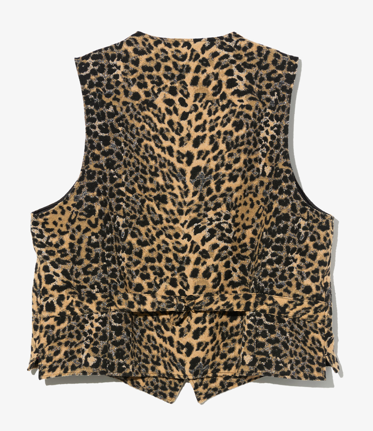 Shawl Collar Cinch Vest - Leopard Jacquard