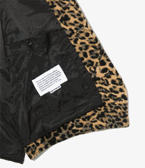 Shawl Collar Cinch Vest - Leopard Jacquard