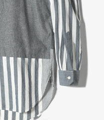 Combo Spread Collar Shirt - Stripe Cotton Chambray