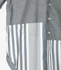 Combo Spread Collar Shirt - Stripe Cotton Chambray