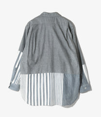 Combo Spread Collar Shirt - Stripe Cotton Chambray
