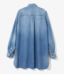 Button-down Shirt - Damaged Denim
