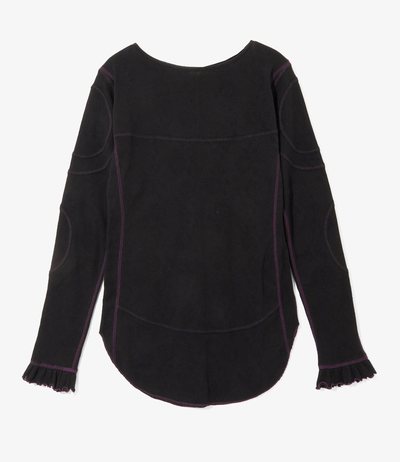 Color Stitching Long Sleeve Tee - Eyelet Jersey