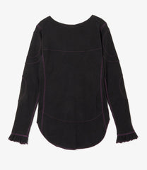 Color Stitching Long Sleeve Tee - Eyelet Jersey