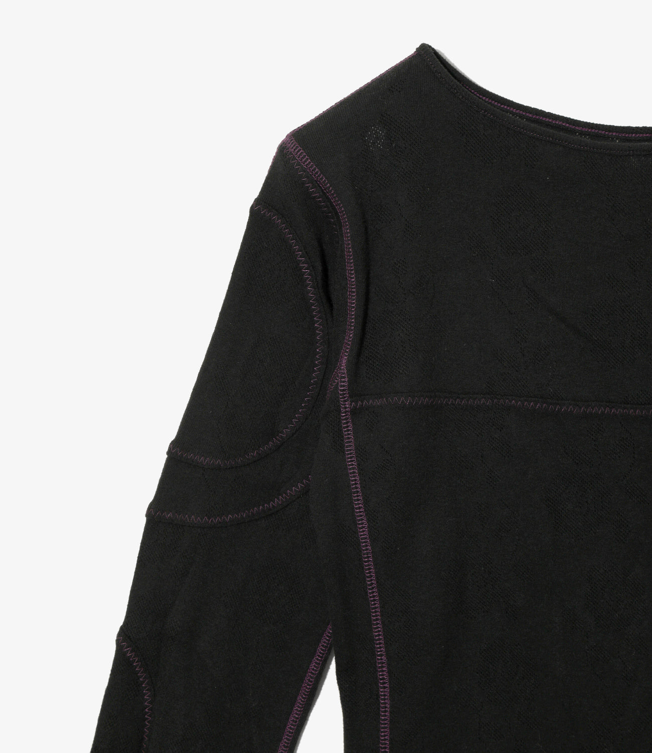 Color Stitching Long Sleeve Tee - Eyelet Jersey
