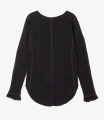Color Stitching Long Sleeve Tee - Eyelet Jersey
