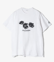 Printed Cross Crew Neck T-shirt -  Flower