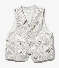 Upland Vest - Newspaper Print Canvas