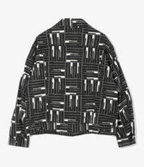 Type 5 Jean Jacket - Cotton Tile Print Canvas