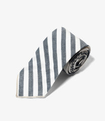 Narrow Tie - Stripe Cotton Chambray