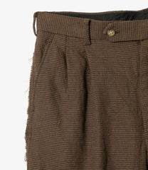 Raw Edge Trouser - Linen Wool Houndtooth