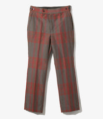 Side Tab Boot-Cut Trouser - Poly Oxford Plaid