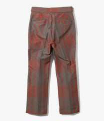 Side Tab Boot-Cut Trouser - Poly Oxford Plaid