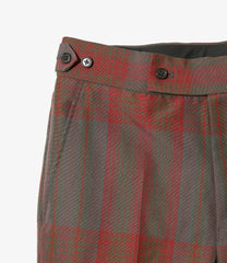 Side Tab Boot-Cut Trouser - Poly Oxford Plaid