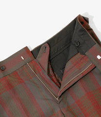 Side Tab Boot-Cut Trouser - Poly Oxford Plaid