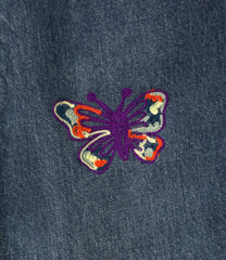 Papillon Emb. Straight Jean-12ozDenim