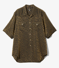 S/S Western Shirt - Rayon Leopard Jacquard
