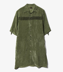 Fringe Open Collar Shirt Dress - Rayon Corduroy