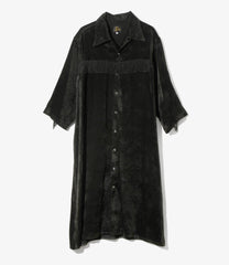 Fringe Open Collar Shirt Dress - Rayon Corduroy