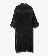 Fringe Open Collar Shirt Dress - Rayon Corduroy