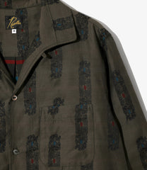 Pin-Tuck Collar Shirt - Abstract Jacquard