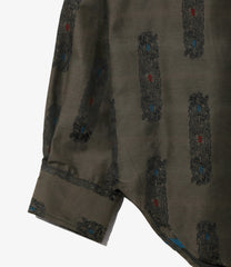 Pin-Tuck Collar Shirt - Abstract Jacquard