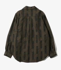 Pin-Tuck Collar Shirt - Abstract Jacquard