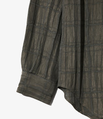 Pin-Tuck Collar Shirt - Crepe Plaid