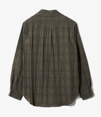 Pin-Tuck Collar Shirt - Crepe Plaid