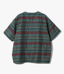 S/S V-Neck Shirt - Kasuri Border