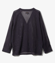 V-Neck Cardigan - Geometric Raschel Lace