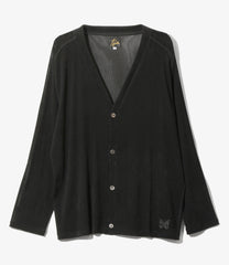 V-Neck Cardigan - Flocked Stripe Lace