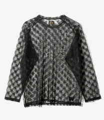 L/S U-Neck Tee - Floral Raschel Lace