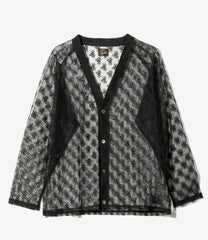 V-Neck Cardigan - Floral Raschel Lace