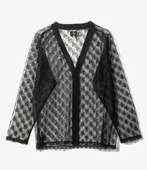V-Neck Cardigan - Floral Raschel Lace