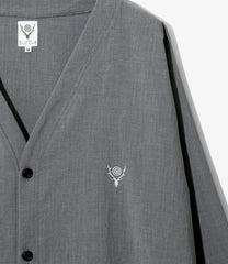 V-Neck Cardigan - Poly Oxford