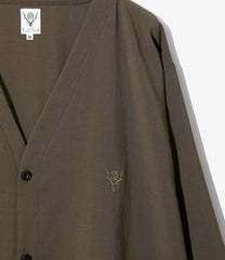 V-Neck Cardigan - Poly Oxford