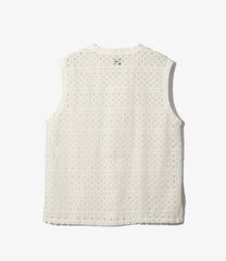 Sleeveless V Neck Shirt - Cutwork Embroidery