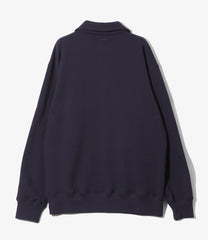 Emb. Half Zipped Sweat Shirt - Cotton French Terry