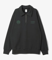 Emb. Half Zipped Sweat Shirt - Cotton French Terry